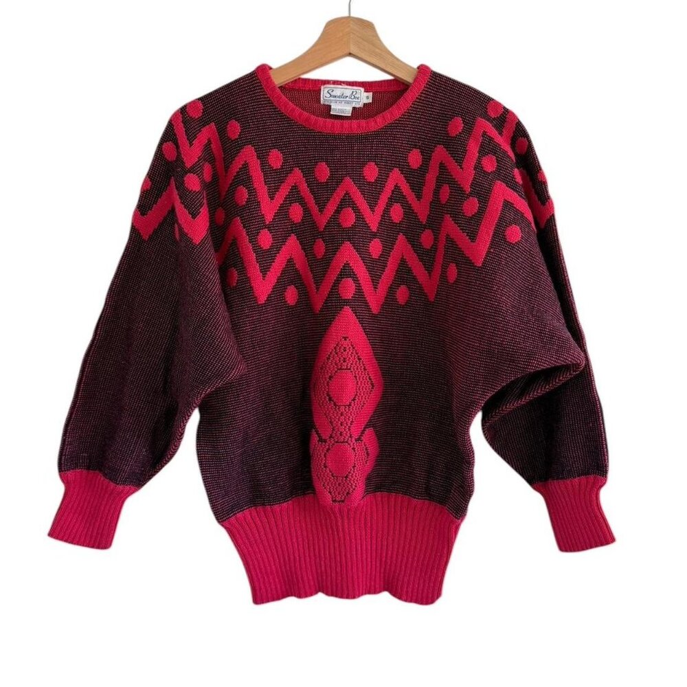 SWEATER BEE VINTAGE PINK KNIT WOOL FLUFFY PULLOVER CROPPED SWEATER WOMENS SMALL